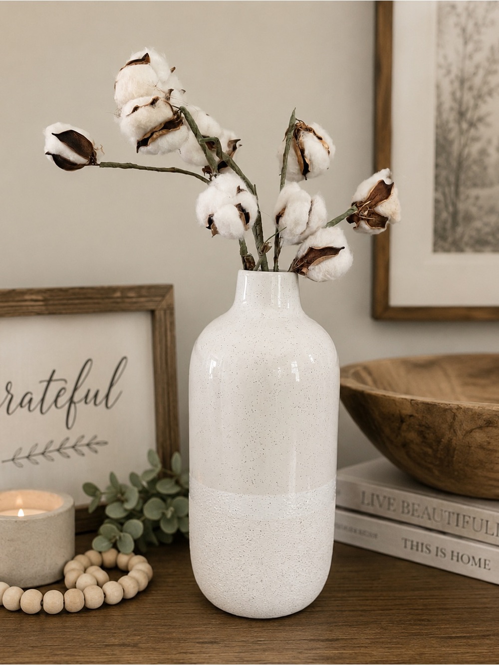 White Speckled Ceramic Vase - Home Accents